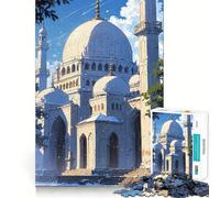 Illustration de la Mosquée Blanche Puzzle de 1000 pièces pour Adolescents Jeu de Concentration mentale Découpe de précision Bords Lisses pour Les fêtes (38x52cm)