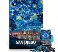 Illustration de la Nuit étoilée à San Diego Puzzle de 1000 pièces pour Adultes Puzzle Think Toy Home Enjoy Fine Cut Cadeau de Noël idéal (38x26cm)