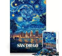Illustration de la Nuit étoilée à San Diego Puzzle de 1000 pièces pour Adultes Puzzle Think Toy Home Enjoy Fine Cut Cadeau de Noël idéal (38x26cm)