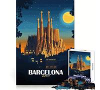 Illustration de la Sagrada Familia à Barcelone, Espagne Puzzle de 1000 pièces pour Adultes, Stimulant Mental et ludique, Solide et élégant, idéal comme Cadeau de Noël (50x75cm)