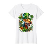 Illustration de la Saint-Patrick Airedale Terrier T-Shirt Graphique avec Valeur, Femme, Blanc, L
