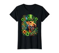 Illustration de la Saint-Patrick Airedale Terrier T-Shirt Graphique avec Valeur, Femme, Noir, L