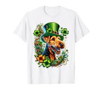 Illustration de la Saint-Patrick Airedale Terrier T-Shirt Graphique avec Valeur, Homme, Blanc, L