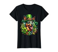 Illustration de la Saint-Patrick Australian Kelpie Dog T-Shirt Graphique avec Valeur, Femme, Noir, XL