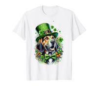 Illustration de la Saint-Patrick Chien Coonhound Anglais américain T-Shirt Graphique avec Valeur, Homme, Blanc, XL