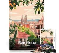 Illustration de la Ville de Barcelone,Espagne Puzzle de 1000 pièces pour Adultes,idéal pour développer Son raisonnement et s'évader en Pleine Conscience Bords de qualité supérieure Un Parfait