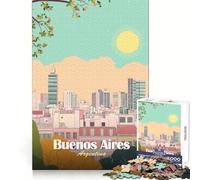 Illustration de la Ville de Buenos Aires,Argentine Puzzle de 1000 pièces pour Adultes Stimule la mémoire,Loisirs et évasion Découpe de qualité (38x52cm)