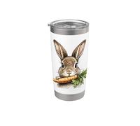 Illustration de lapin sauvage tenant une carotte Gobelet isotherme en acier inoxydable double paroi