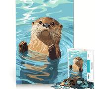 Illustration de Loutre dans l'eau Puzzle de 1000 pièces pour Adolescents Jeu Intelligent et divertissant pour Passer Un Moment agréable (38x26cm)