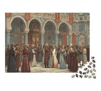 Illustration de Mascarade médiévale,Puzzles pour Adultes 1000pcs (75x50cm),Jeux De Défi Style Architectural Byzantin