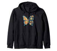 Illustration de papillon floral Fleurs et papillons Sweat à Capuche