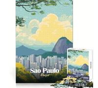 Illustration de Paysage Urbain de Sao Paulo, Brésil Puzzle de 1000 pièces pour Adultes, Exercice Mental, Stimulation Douce, Ajustement Chaleureux (38x26cm)
