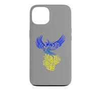 Illustration de phénix Artistique mélange de Couleurs Bleues et Jaunes Coque pour iPhone 13