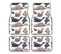 Illustration de phoques Lion de mer,Lot de 4 Tapis de Sol pour Voiture, Tapis de Sol antidérapants pour véhicule