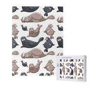 Illustration de phoques Lion de mer,Puzzle Familial en Bois de 500 pièces pour Adultes et Adolescents