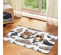 Illustration de phoques Lion de mer,Tapis d'alimentation pour Animaux de Compagnie, Sets de Table en Cuir PU pour Chats et Chiens,30x45cm