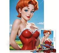 Illustration de pin-up rousse, Puzzle de 1000 pièces pour Adultes, Jeu de logique Fine, Loisirs, Bords Nets, Objet de Collection (38x52cm)