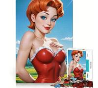 Illustration de pin-up rousse, Puzzle de 1000 pièces pour Adultes, Jeu de logique Fine, Loisirs, Bords Nets, Objet de Collection (38x52cm)