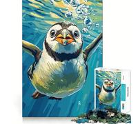 Illustration de Pingouin nageant sous l'eau Puzzle de 1000 pièces pour Adolescents Jeu de logique Solide Amusant et paisible Découpe de précision (50x75cm)