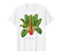 Illustration de Plante de Bette à carde Arc-en-Ciel Beta vulgaris subsp. cicla T-Shirt Graphique avec Valeur, Homme, Blanc, M