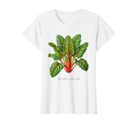 Illustration de Plante de Bette à carde Arc-en-Ciel Beta vulgaris subsp. cicla T-Shirt Graphique avec Valeur, Femme, Blanc, XS