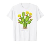 Illustration de Plante de Cactus Oreille de Lapin Opuntia microdasys T-Shirt Graphique avec Valeur, Homme, Blanc, S