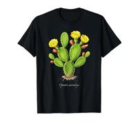 Illustration de Plante de Cactus Oreille de Lapin Opuntia microdasys T-Shirt Graphique avec Valeur, Homme, Noir, M