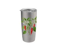 Illustration de plante de piment fort Capsicum annuum Gobelet isotherme en acier inoxydable double paroi