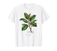 Illustration de Plante en Caoutchouc Ficus elastica T-Shirt Graphique avec Valeur, Homme, Blanc, XL