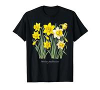 Illustration de Plante Jonquille Narcisse pseudonarcissus T-Shirt Graphique avec Valeur, Homme, Noir, M