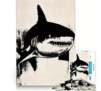Illustration de Requin à l'encre pour Adultes, Puzzle de 1000 pièces, Jeu d'exercice Mental, Divertissement Doux, Assemblage, Cadeau saisonnier 50x75cm