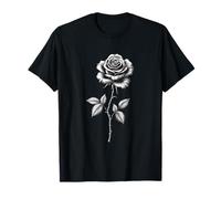 Illustration de rose noire et blanche vintage T-Shirt