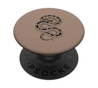 Illustration de Serpent Minimaliste Art Python - Marron PopSockets PopGrip Adhésif
