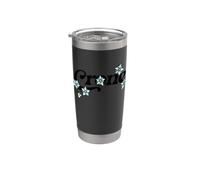 Illustration de sorcière d'anniversaire de crone de fleurs bleues Gobelet isotherme en acier inoxydable double paroi