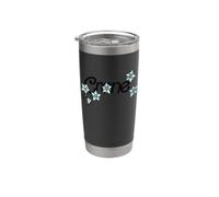 Illustration de sorcière d'anniversaire de crone de fleurs bleues Gobelet isotherme en acier inoxydable double paroi
