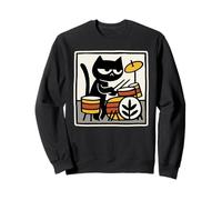 Illustration de Tambours d'art Folklorique de Batteur de Chat Noir Sweatshirt