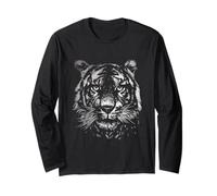 Illustration de tête de Tigre Noir et Blanc saisissante Manche Longue