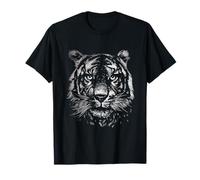Illustration de tête de Tigre Noir et Blanc saisissante T-Shirt