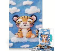 Illustration de Tigre, Puzzle de 1000 pièces à la Texture Laine pour Adultes, Jeu d'exercice Mental, Divertissement décontracté, découpe de précision, Cadeau Artistique 38x26cm