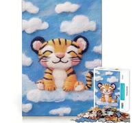 Illustration de Tigre, Texture Laine, Puzzle de 1000 pièces pour Adolescents, pour développer Leurs capacités cognitives et Passer du Temps de Loisirs, Bords précis, Cadeau attentionné 50x75cm