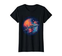 Illustration de Vaisseau Spatial Galactique avec planète Orange lointaine T-Shirt Graphique avec Valeur