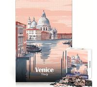 Illustration de Venise, Italie Puzzle de 1000 pièces pour Adultes Exercice Intelligent, Distraction Douce, Bords précis Idée Cadeau de Noël (38x52cm)