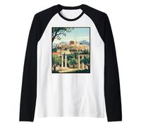 Illustration de Voyage Vintage d'Athènes Grèce Acropole Ancienne Ruines Manche Raglan