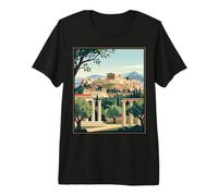 Illustration de Voyage Vintage d'Athènes Grèce Acropole Ancienne Ruines T-Shirt Haut de Gamme