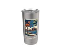Illustration de voyage vintage Toronto Canada Skyline CN Tower Gobelet isotherme en acier inoxydable double paroi
