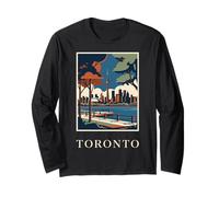 Illustration de Voyage Vintage Toronto Canada Skyline CN Tower Manche Longue