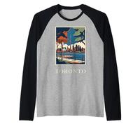 Illustration de Voyage Vintage Toronto Canada Skyline CN Tower Manche Raglan