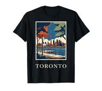 Illustration de Voyage Vintage Toronto Canada Skyline CN Tower T-Shirt