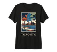 Illustration de Voyage Vintage Toronto Canada Skyline CN Tower T-Shirt Haut de Gamme