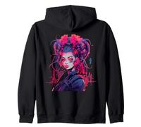 Illustration d'écouteurs futuristes Cyberpunk Woman Sweat à Capuche